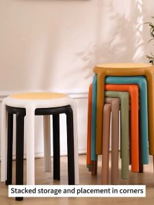 Rattan Stool Stackable Plastic Chair | Kerusi Makan Rotan Bangku | Home Dining Chair Kitchen Kitchen Outdoor
