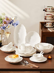 Aesthetic White Simple Ceramic Dinnerware Set