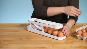 CPY Egg Organizer Holder 2-Tier Egg Rolling Stand Storage Dispenser Fridge Egg Rack for 12-14 Eggs