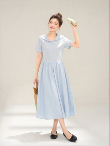 HTMEME | Charming Youthful Doll Collar Midi Dress