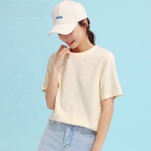 Blue Short Sleeve Cotton T-Shirt Womens Loose Fit Casual Style Summer Top Korean Version Printed Graphic Tee Streetwear
