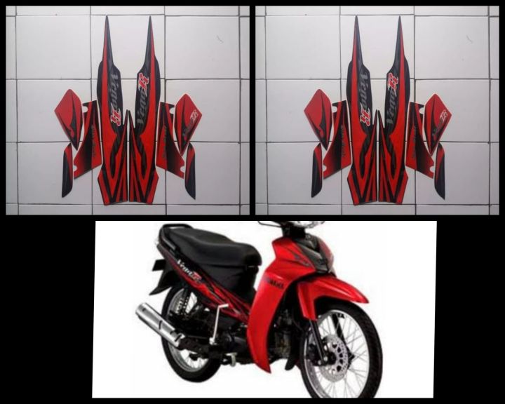 STIKER STRIPING LIS LES BODI MOTOR YAMAHA VEGA R NEW LATIN 2008 HITAM MERAH
