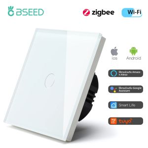 BSEED Zigbee Touch Switch แก้ว 1/2/3Gang สมาร์ทสวิทช์ไฟ Tuya Wireless Controller ผ่าน Google Smart Life Alexa App ไม่มี Neutral