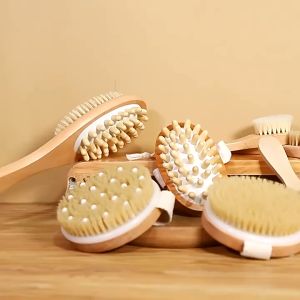 PurePlunge YANGMJ Bristles Body Brush Lymphatic Drainage Shower Brush High-quality Soft Bristles/Wooden Skin Exfoliating Cellulite Massage Brush for Wet Dry
