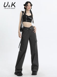 American High Waist Straight Leg Workwear Pants Women Summer New Loose Wide Leg Floor-Length Trousers Casual Versatile