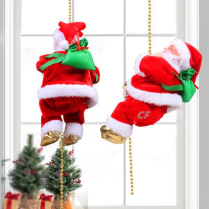 Christmas Ornaments Gift Electric Climbing Ladder Santa Claus Doll Toys with Merry Christmas Tree Hanging Decor