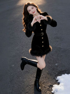 CHANGTONG | Hepburn Style High Quality Fashionable V-neck Waist-Cinching Slim Fit Short Dress