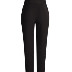 Womens Long Trousers OL Style Casual Pants High Waist Straight Leg Suit Workwear Comfortable Cotton Blend