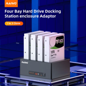 MAIWO 4Bay HDD Docking Station HDD Enclosure 3.5"  2.5" SATA HDD Cloner with Offline Clone 1:3  for Hard Disks 4pcs USB3.0 5Gps UASP reach 22TB  Screwless design Power Supply 60W