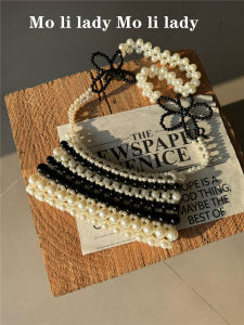 2024 Vintage French Butterfly Knot Flower Chain Handbag Handmade Woven Beaded Pearl Phone Bag Crossbody Bag For Women