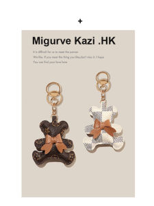 Elegant Leather Bear Bag Charm with Classic Butterfly Knot Key Holder Accessory by Miya ZaoWu Fine Hanging Decoration