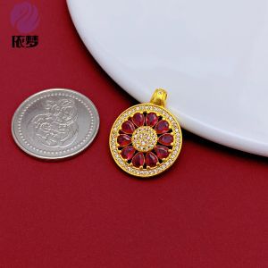 Sahelang Eight Treasures Compass Pendant Golden Shop Heart Sutra round Button DIY Accessories Folk Style Fashion Jewelry