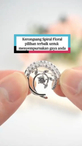 KERONGSANG TUDUNG Floral Saduran Rhodium Permata Putih Zhulian