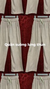 Quần suông nữ lưng thun ống rộng họa tiết