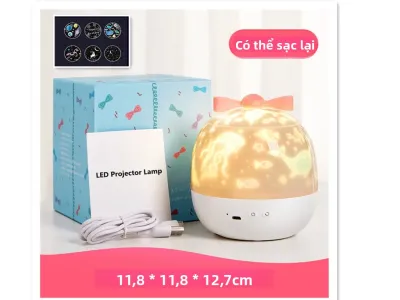 Đèn Ngủ Hình Máy Chiếu Sao Xoay Đèn Mặt Trăng Đèn LED Thiên Hà Cho Phòng Ngủ Gia Đình Quà Giáng Sinh Cho Trẻ Em Có Đèn Sao Hình Trứng Sạc Được