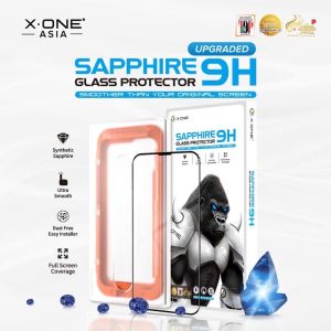 X.One Sapphire Series (Upgraded) Tempered Glass with Dust Free Installer Kit Compatible for iphone 15 Pro Max/15 Pro