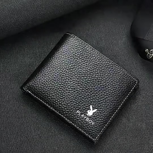 Playboy Mens Wallet Leather - Texture Short Multi - Card Holder With Ticket Clip Mens Trendy Casual Short Wallet driver’s license leather case