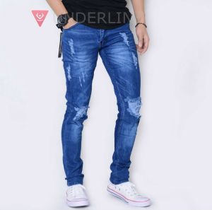 Celana Jeans Sobek Pria Panjang Stretch Melar Denim Tebal Slimfit Skinny Size S-XL Premium