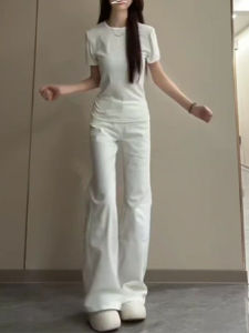 Quần Jeans Ống Loe Color Block Co Giãn Cạp Cao Denim Dài Thường Ngày Cho Nữ Quần Dài Mùa Hè 2025 Quần Dài Ôm Dáng