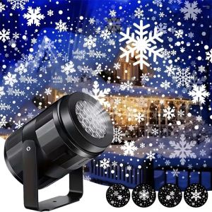 ไฟโปรเจคเตอร์ลายเกล็ดหิมะสีขาวสำหรับตกแต่งคริสต์มาส ใช้พลังงานจาก USB หมุนได้ เหมาะสำหรับงานปาร์ตี้ในร่ม ของขวัญปีใหม่และคริสต์มาส