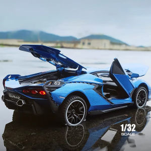 1:32 Scale Lamborghini Sian Alloy Car Model Diecast Car Sound Light Car Lovers Collection Kids Birthday Gift Metal Boys Toys