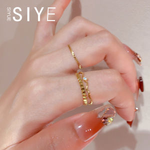 Non-Fading Ultra-Thin Wave Diamond Ring Womens Simple Versatile Personality Ring Titanium Steel Geometric Pattern Fresh out