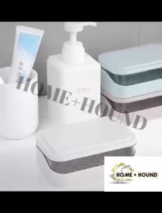 HOME+HOUND Elegant Rectangle Soap Dish with Lid Suction Cup Durable Material Water-Resistant Soap Holder for Bathroom