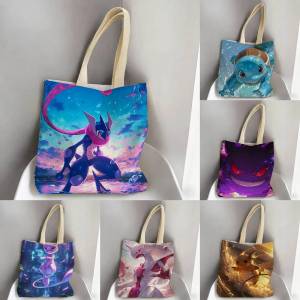 Bandai | Pokemon Torchic Storage Bags Tote Bag Travel Summer Beach Shoulder Bag Reusable Grocery Shopping Bag Anime Artwork