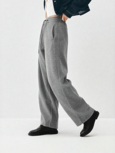 Semir | Fleece Warmth Stretch Waist Loose Arc Shaped Pants