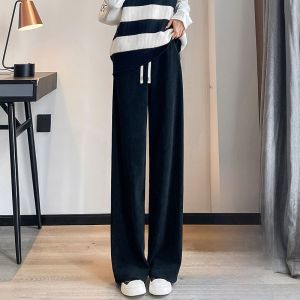 JIANGLU | Quần ống rộng cạp cao cho nữ mùa thu xuân thường ngày dài đến sàn rộng rãi bằng vải cotton pha polyester thoải mái