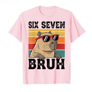 Six Seven Bruh Meme Funny Capybara T-shirt For Women Short Sleeve Tops Summer Short Sleeved Harajuku Streetwear Tops Tees