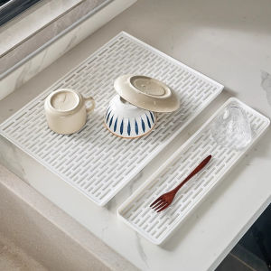 Plastic Kitchen Bathroom Cup Tray Rectangular Double Layer Drain Plate Multi Purpose Cup Holder Home Use Storage Rack