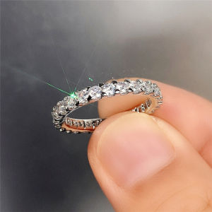 Huitan New Trendy Thin Finger Rings Band with Shiny Cubic Zirconia Simple Stylish Daily Wear Accessories for Women