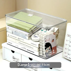 Stackable Clear Desktop Storage Box With Lid Multi Layer Acrylic Organizer For Office Books Stationery And Cosmetics