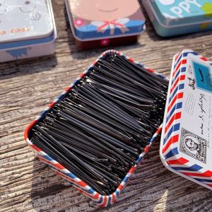 กิ๊บติดผมรูปตัว I Black round Hair Clip Steel Wire Wave Small Clip Edge Professional Makeup Artist Salon Specialized Hair Accessories