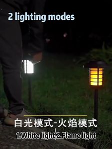 Slamp 2 IN 1 Solar Light 48LED Outdoor Waterproof Lawn Lamps two Lighting Modes White Light/Flame Lights Lawn Lights Intelligent Light Control Modes Garden Ligh for Villa Yard Gazebo Landscape Lights Garden Decoration Lamps