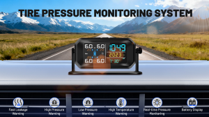 NEW Wireless 4 tire tool TPMS Car Tire Pressure Monitor System Automatic Clock Control Solar Power Big screen LCD Display