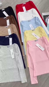 Áo Cổ Tròn Viền To Tay Dài Cotton - Tharo Clothing [AO00292]