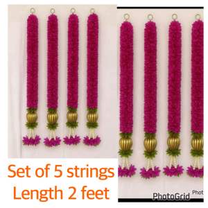 *Golden Lotus Bud Gajra Hanging – Set of 5 Strings Decorate your home for Ganesh Chaturthi  Diwali  Janmashtami