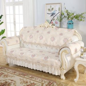 European-Style High-End Sofa Cushion 123 Combination Set Leather Sofa Non-Slip Cushion Back Cover Opening Backrest Towel Full Coverage