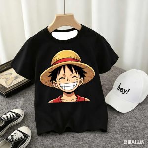 Bandai | Kids One Piece T Shirt Anime Zoro Luffy Graphic Tees Boys Casual Street Short Sleeve Tops