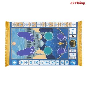 Thảm Cầu Nguyện Kaaba Tua Rua Màu Vàng VIKAMA Thảm Cầu Nguyện Hồi Giáo Chống Trượt Thảm Cầu Nguyện Hình Học Bằng Vải Polyester Cho Phòng Ngủ Gia Đình