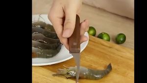 Dao Lọc Tôm Bằng Thép Không Gỉ Thân Thiện Với Môi Trường Cán Gỗ Dụng Cụ Nhà Bếp Cần Thiết Cho Việc Sơ Chế Tôm Nhanh Chóng