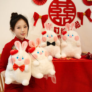 JOJO CASTLE Kawaii Anime Rabbit Plush Toy Creative Stuffed Soft Animals Wedding Suit Chubby Couple Bunny Wedding Gift Birthday Decor Girls 压床娃娃