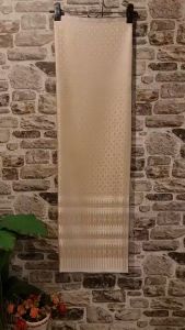 132.ผ้าฝ้าย ผ้าทอทั้งผืน ลายยกดอกอบนิ่ม สีครีม