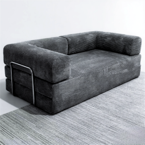 Vintage Style Foldable Sofa Bed Compression Velvet Fabric Living Room Small Apartment Straight Row Couch Bean Block Design