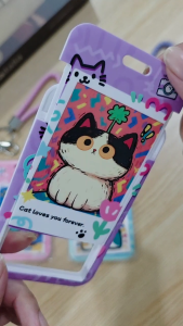 [พร้อมส่ง] Card Holder ที่ใส่บัตรลาย Pop Art Cat สำหรับคีย์การ์ด บัตรโดยสาร บัตรนักเรียน บัตรพนักงาน ฯลฯ Biangels