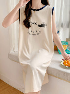 Summer Thin Pure Cotton Vest Nightgown: A Comfortable Sleeveless Long Dress