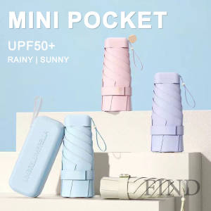 FIND Mini Pocket Umbrella Six-Folds small Umbrella Folding UV Protection Capsule Folded Ambrella