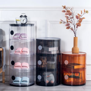 Transparent Bedside Table Nordic Style Minimalist Childrens Room Plastic Storage Cabinet Bedroom Corner round Locker